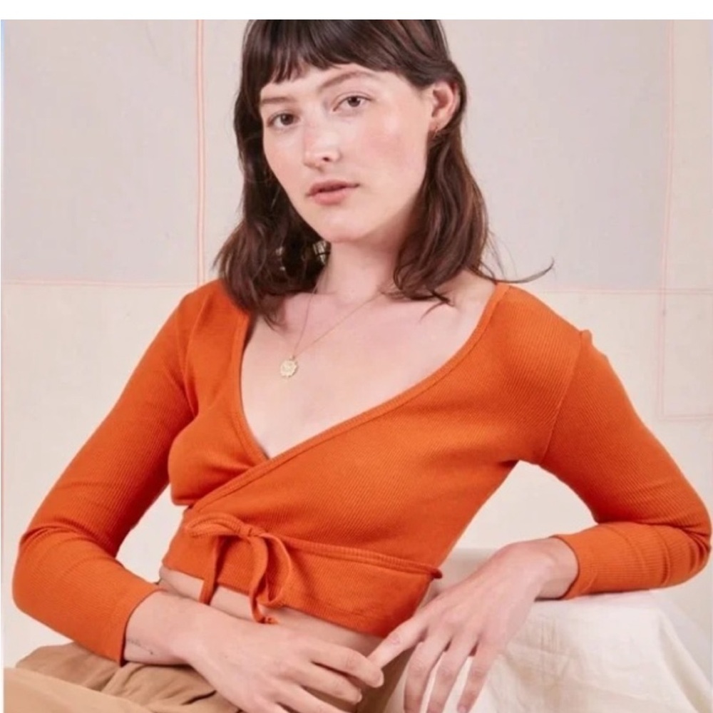 Big Bud Press Orange Wrap Crop Top